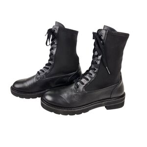 Stuart Weitzman Ande Lift Booties Black Leather Combat Moto Boot Womens Size 8AA